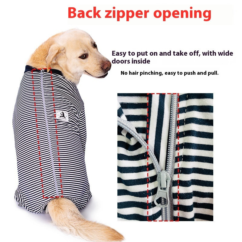 JMT-387338 Thin Striped Dog Shirt for Medium to Large Breeds in Sky Blue and Dark Blue Stripes