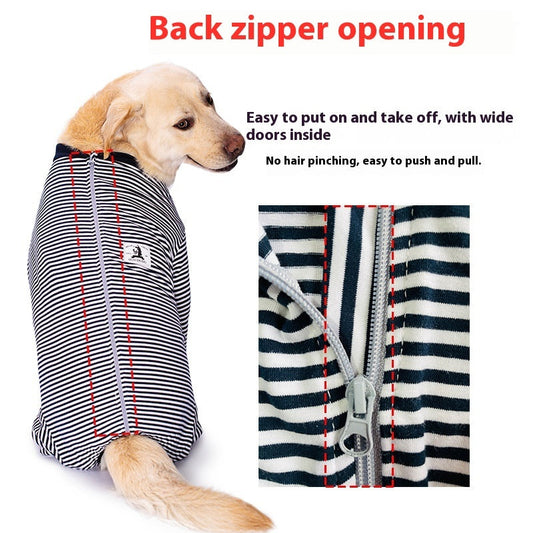 JMT-387338 Thin Striped Dog Shirt for Medium to Large Breeds in Sky Blue and Dark Blue Stripes