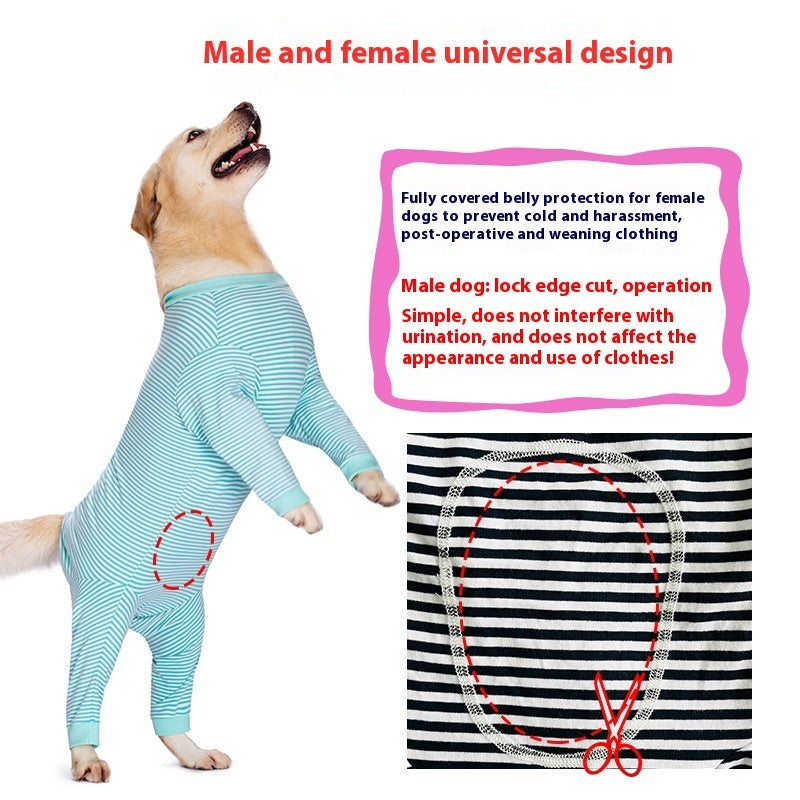 JMT-387338 Thin Striped Dog Shirt for Medium to Large Breeds in Sky Blue and Dark Blue Stripes