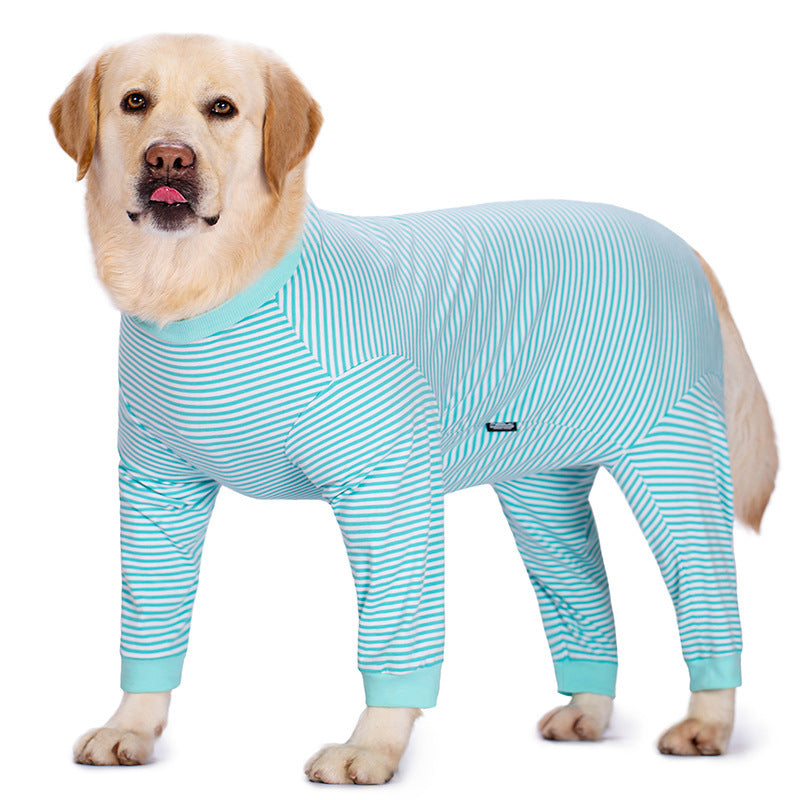 JMT-387338 Thin Striped Dog Shirt for Medium to Large Breeds in Sky Blue and Dark Blue Stripes