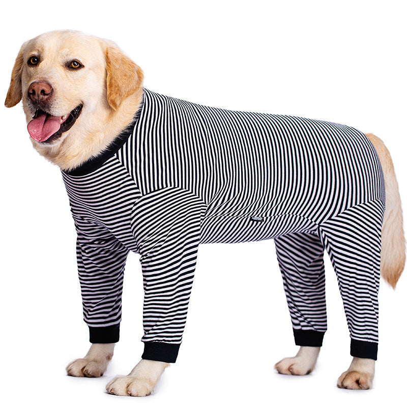 JMT-387338 Thin Striped Dog Shirt for Medium to Large Breeds in Sky Blue and Dark Blue Stripes
