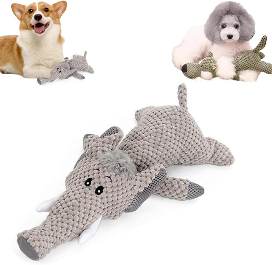 JMT-387850 Durable Chew Toy for Heavy Chewers - Indestructible Plush Animal with Squeaker and Crinkle Paper, Promotes Dental Health for Dogs