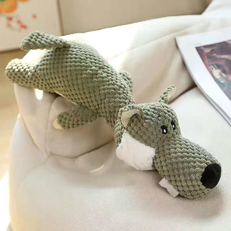 JMT-387850 Durable Chew Toy for Heavy Chewers - Indestructible Plush Animal with Squeaker and Crinkle Paper, Promotes Dental Health for Dogs