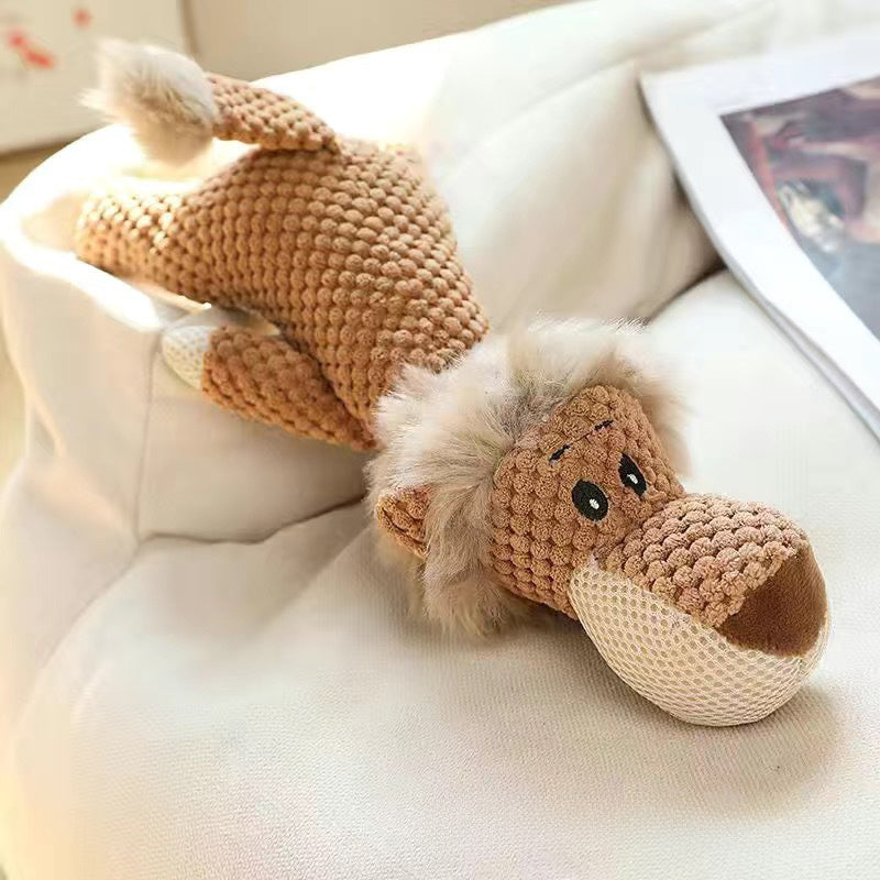 JMT-387850 Durable Chew Toy for Heavy Chewers - Indestructible Plush Animal with Squeaker and Crinkle Paper, Promotes Dental Health for Dogs