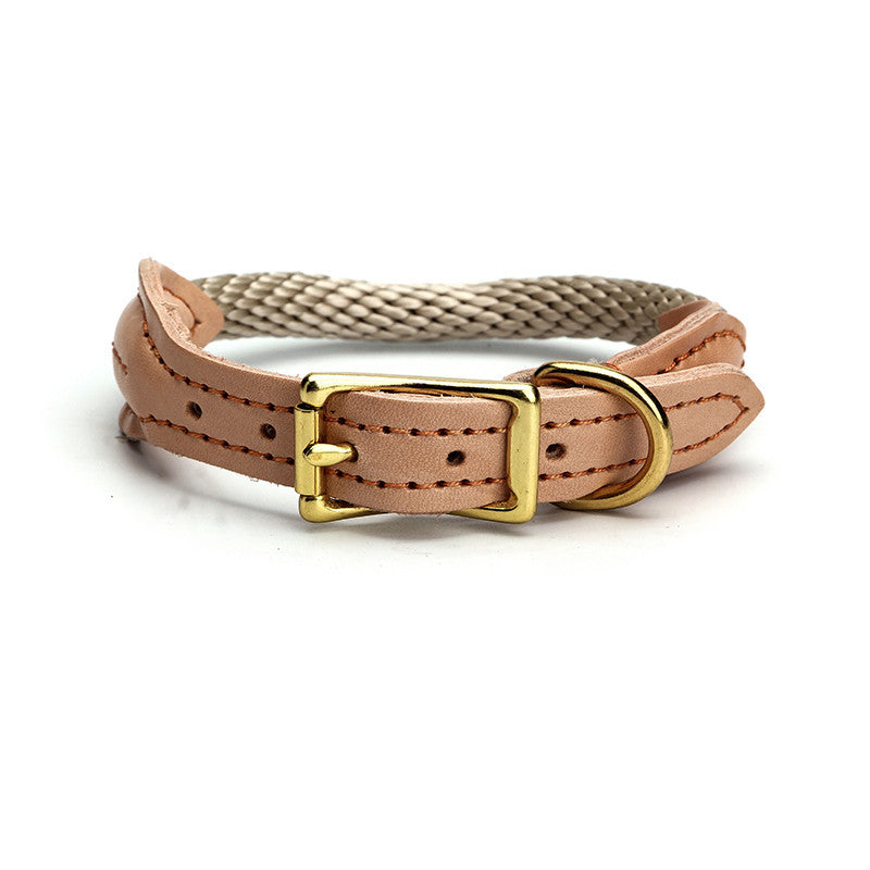 JMT-388362 Adjustable Cowhide Dog Collar with Nylon Design - Suitable for Various Neck Sizes
