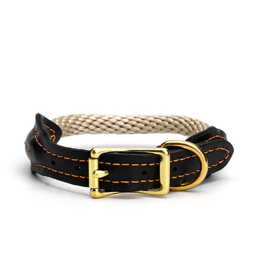 JMT-388362 Adjustable Cowhide Dog Collar with Nylon Design - Suitable for Various Neck Sizes