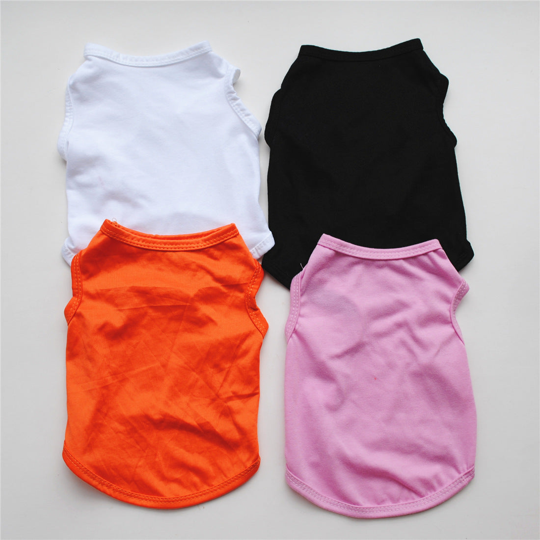 JMT-388490 Solid Color Casual Dog Vest in Thin White - Polyester Material, Unisex Design