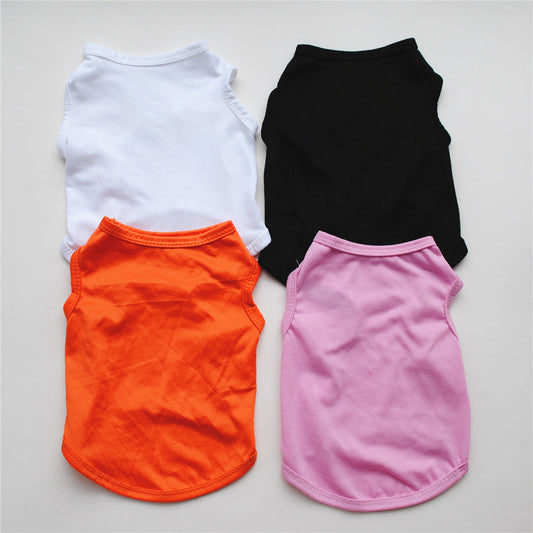 JMT-388490 Solid Color Casual Dog Vest in Thin White - Polyester Material, Unisex Design
