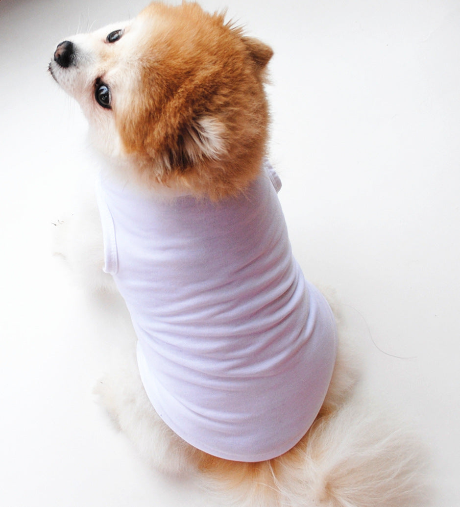 JMT-388490 Solid Color Casual Dog Vest in Thin White - Polyester Material, Unisex Design