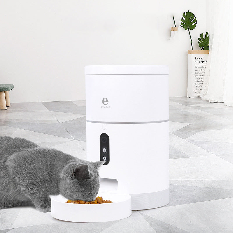 JMT-388874 Automatic WiFi Pet Feeder with Video and Microphone - 10 Servings per Meal, Medium Dry Food Compatible, ABS Material, DC 5V 1A