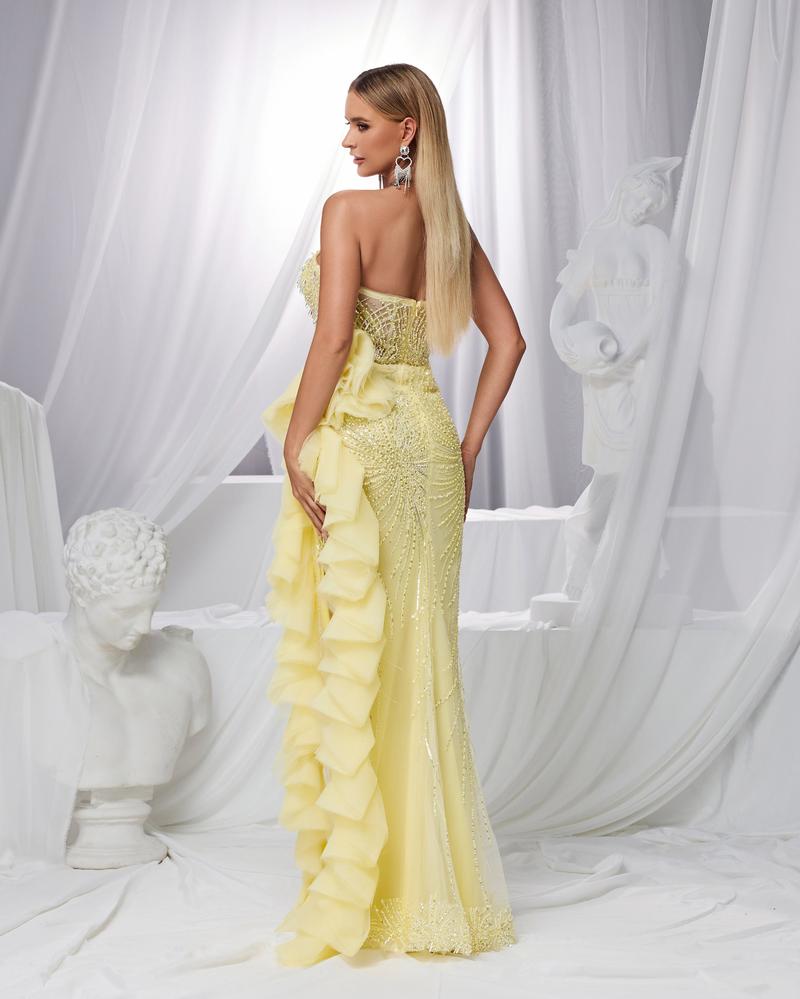 JMT-388938 Elegant Yellow Evening Dress for Women SH0157