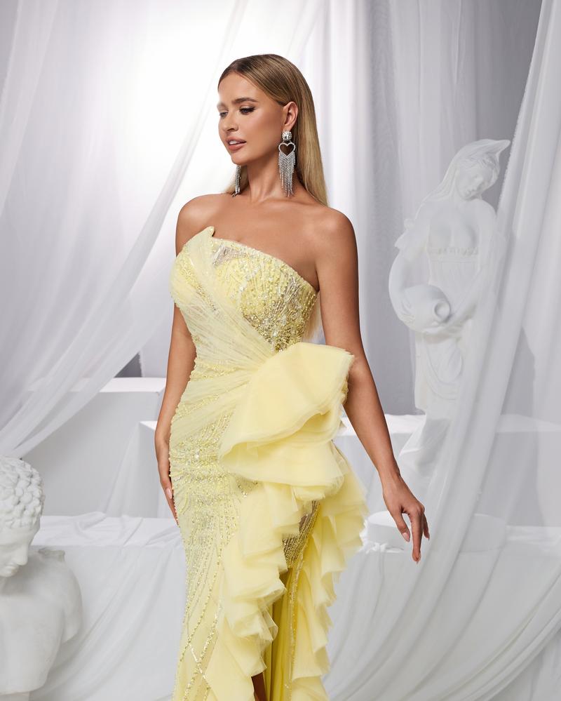 JMT-388938 Elegant Yellow Evening Dress for Women SH0157