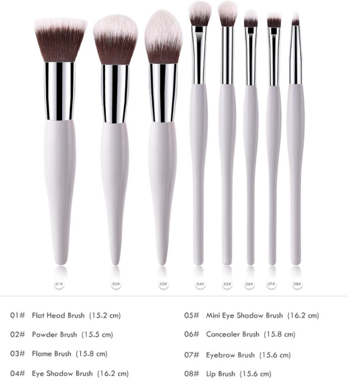 JMT-389130 8-Piece Makeup Cover Brush Set with Wooden Handle and Nylon Bristles