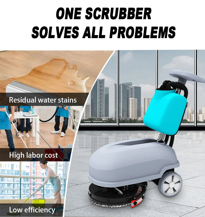 JMT-389322 Electric Mini Floor Scrubber with Hand Push Feature for Efficient Tile Cleaning