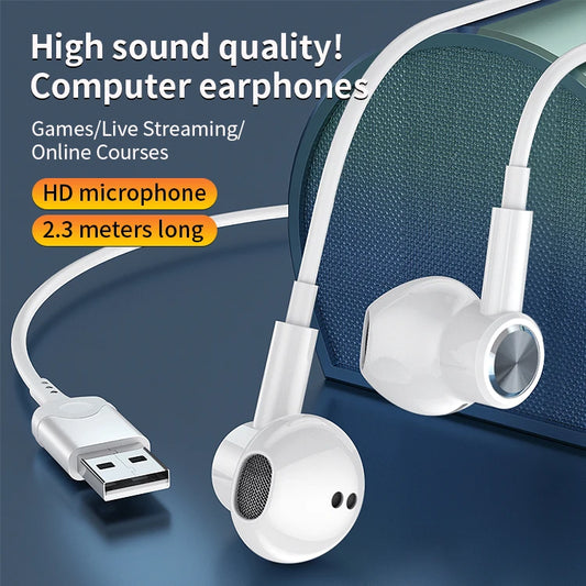 JMT-389514 Wired In-Ear Headphones with Microphone and Volume Control for Gaming and Computer Use, 2.3m Cable, Noise Cancelling