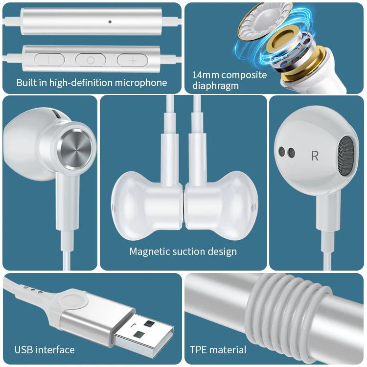 JMT-389514 Wired In-Ear Headphones with Microphone and Volume Control for Gaming and Computer Use, 2.3m Cable, Noise Cancelling