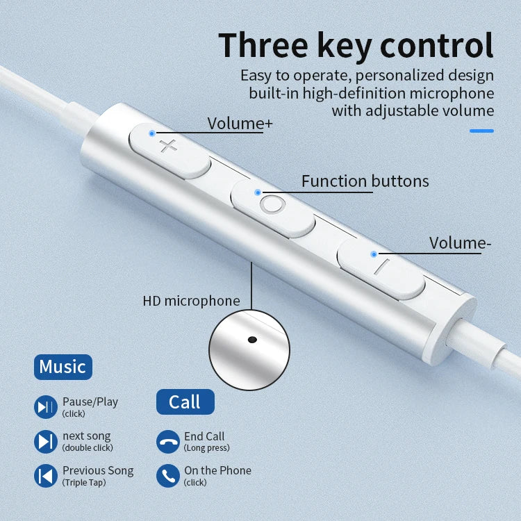 JMT-389514 Wired In-Ear Headphones with Microphone and Volume Control for Gaming and Computer Use, 2.3m Cable, Noise Cancelling