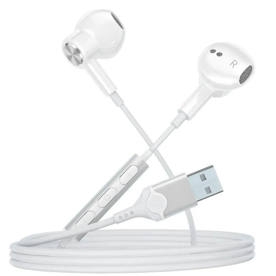 JMT-389514 Wired In-Ear Headphones with Microphone and Volume Control for Gaming and Computer Use, 2.3m Cable, Noise Cancelling
