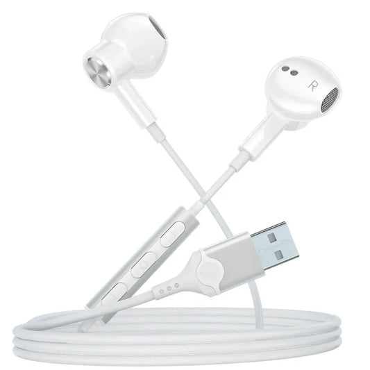 JMT-389514 Wired In-Ear Headphones with Microphone and Volume Control for Gaming and Computer Use, 2.3m Cable, Noise Cancelling