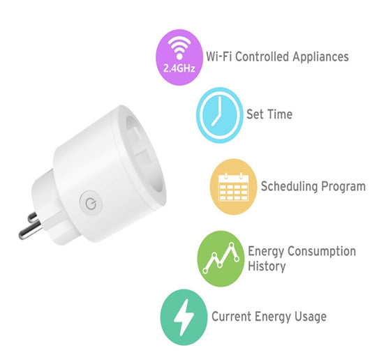 JMT-389642 European WiFi Smart Socket Converter with Fire-Rated Shell and 10A Capacity