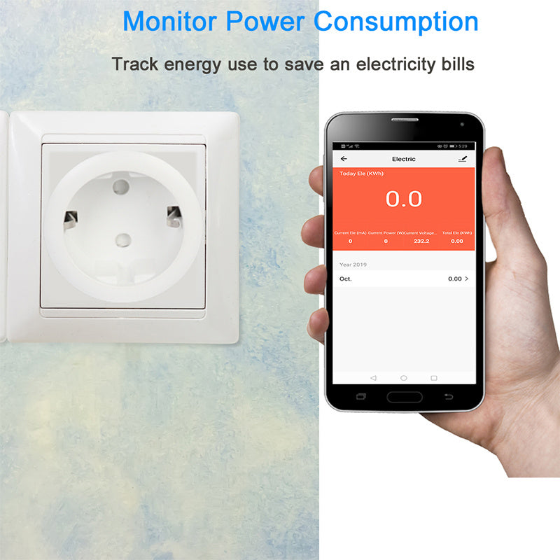 JMT-389642 European WiFi Smart Socket Converter with Fire-Rated Shell and 10A Capacity