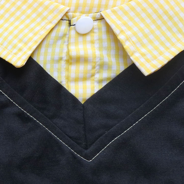 JMT-389642 Teddy Printed Plaid Pointed Collar Pet Shirt for Small Dogs - Polyester T-Shirt in Black and Pink, Yellow, or Blue
