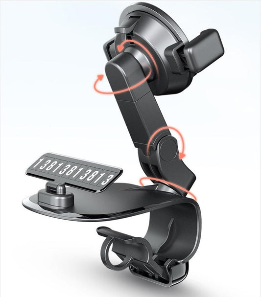 JMT-389706 1200° Rotating Mobile Phone Holder for Car Dashboard, Sun Visor, and Office Desk - Multi-functional Design