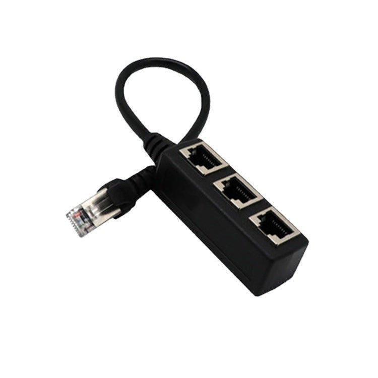 JMT-390026 RJ45 Ethernet Cable Splitter Adapter - 1 Male to 3 Female Ports, Copper Material, 0.2m Length