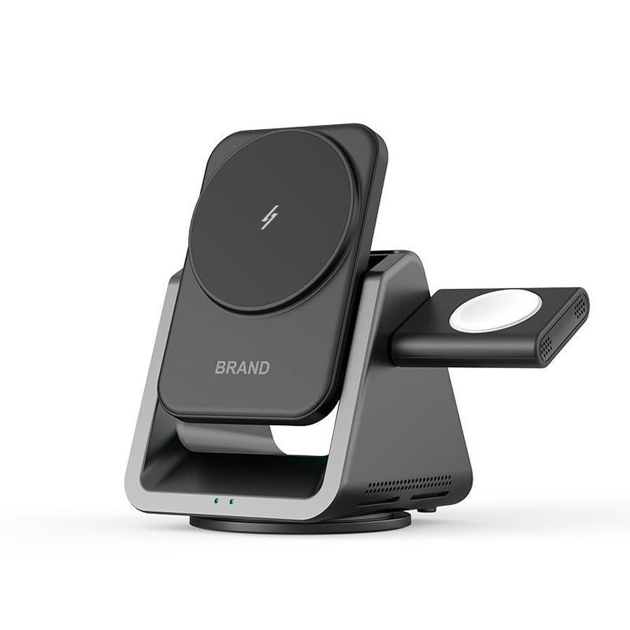 JMT-390026 Three-in-One Fast Wireless Charger with Magnetic Bracket for Compatible Devices
