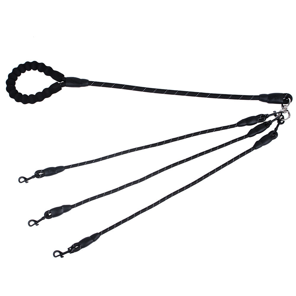 JMT-390346 Durable Nylon Traction Leash for Dogs - One Leash for Three Attachments, Available in Black and Red