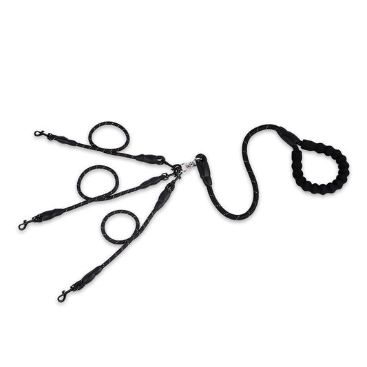 JMT-390346 Durable Nylon Traction Leash for Dogs - One Leash for Three Attachments, Available in Black and Red