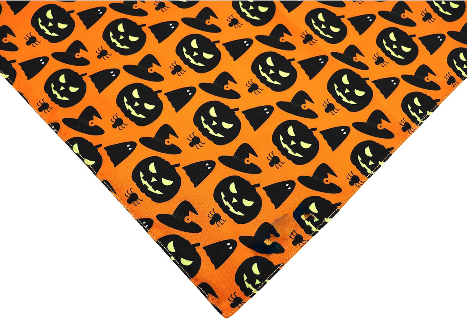 JMT-390474 Reversible Halloween Dog Bandana with Pumpkin and Spider Web Designs for Pets, Adjustable Fit up to 16 Inches