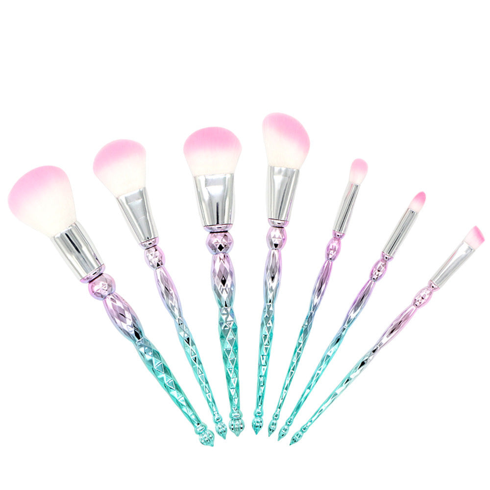 JMT-391434 7-Piece Portable Makeup Brush Set with Rayon Bristles and Plastic Handles