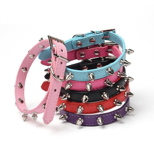 JMT-391818 Durable Anti-Bite Rivet Dog Collar and Leash for Small and Medium Dogs - Multiple Colors Available