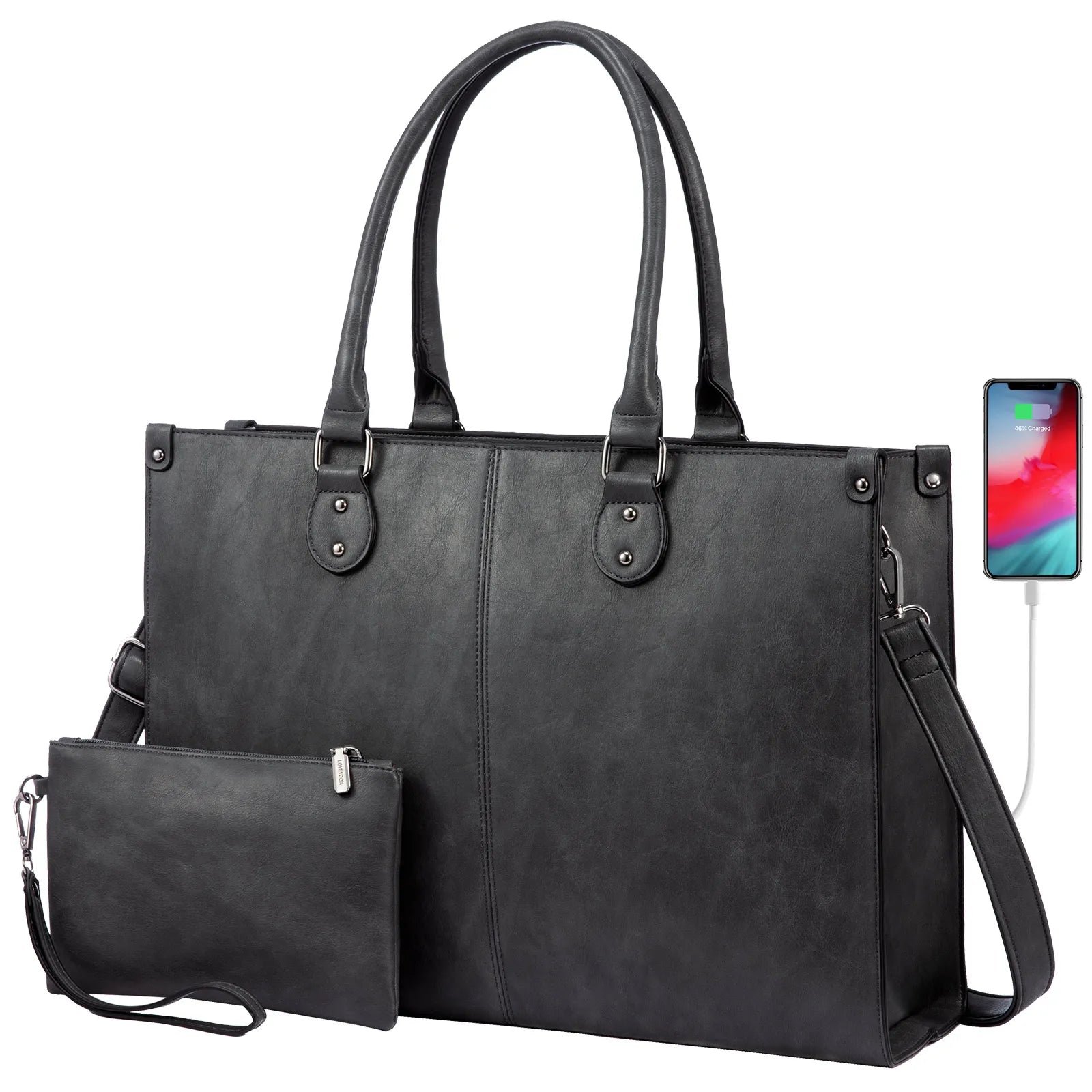 JMT-391882 Women's PU Leather Laptop Tote Bag for 15.6-Inch Laptops - Stylish Office Messenger Handbag