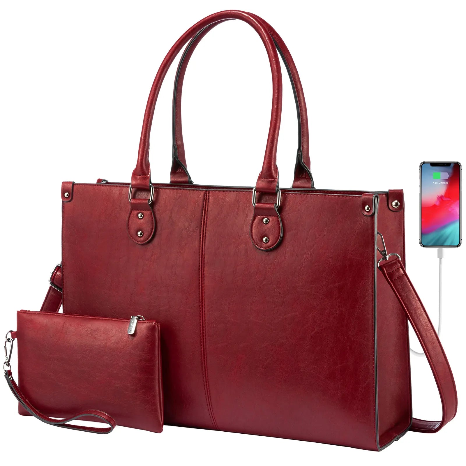 JMT-391882 Women's PU Leather Laptop Tote Bag for 15.6-Inch Laptops - Stylish Office Messenger Handbag