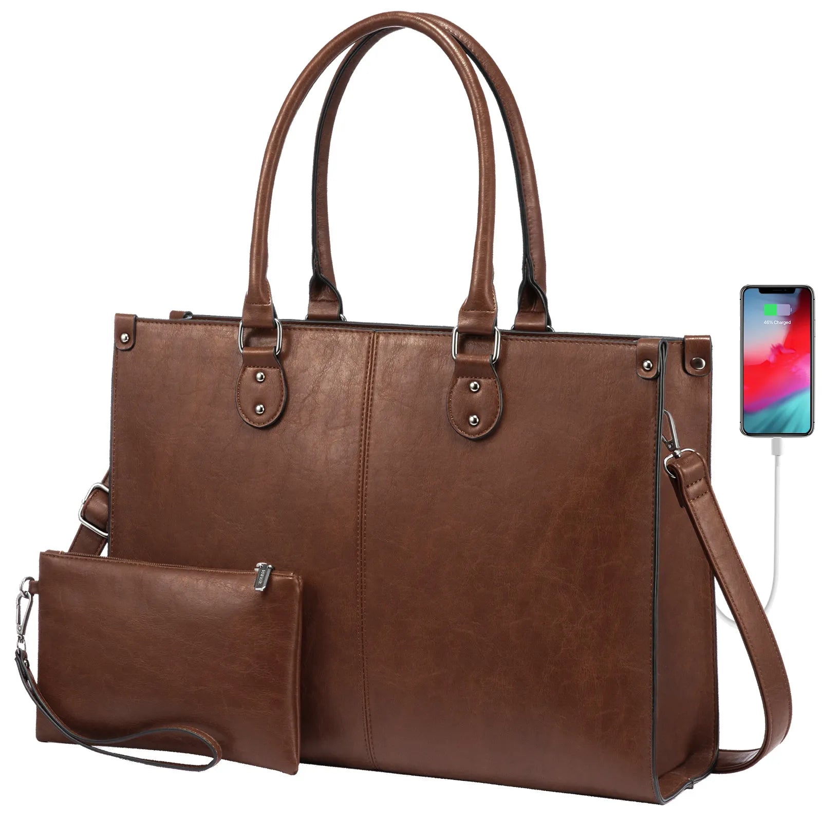JMT-391882 Women's PU Leather Laptop Tote Bag for 15.6-Inch Laptops - Stylish Office Messenger Handbag