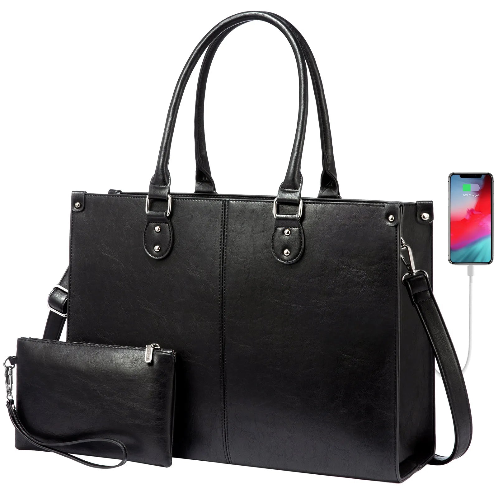 JMT-391882 Women's PU Leather Laptop Tote Bag for 15.6-Inch Laptops - Stylish Office Messenger Handbag