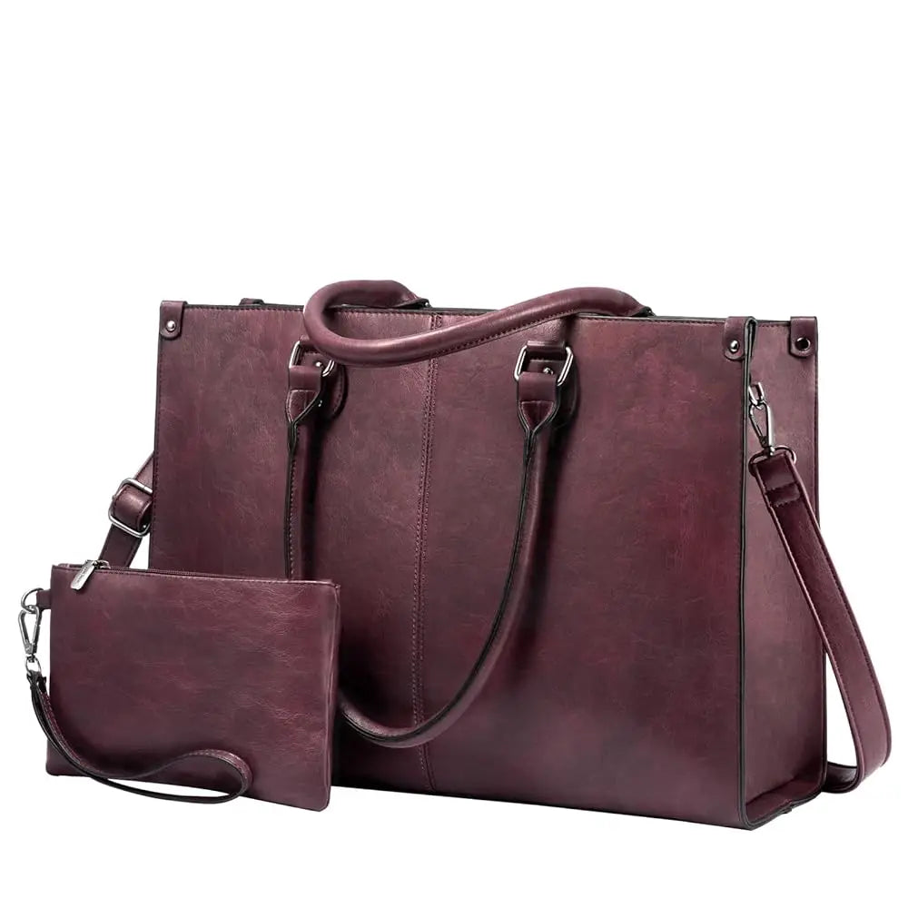 JMT-391882 Women's PU Leather Laptop Tote Bag for 15.6-Inch Laptops - Stylish Office Messenger Handbag