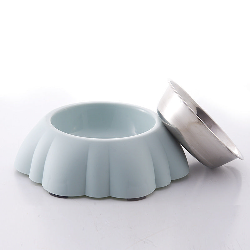 JMT-392330 Stylish Pet Bowl with Stainless Steel Inner and Eco-Friendly Plastic Outer - 21.5cm in Pink, Green, or Blue