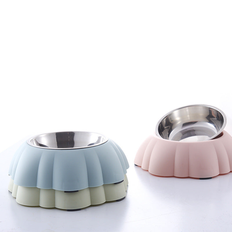 JMT-392330 Stylish Pet Bowl with Stainless Steel Inner and Eco-Friendly Plastic Outer - 21.5cm in Pink, Green, or Blue
