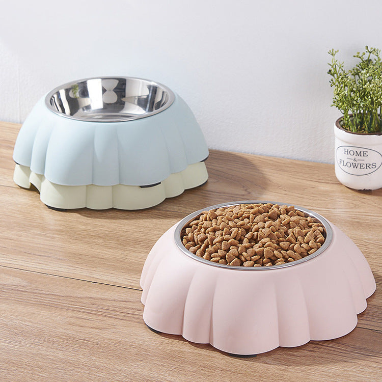 JMT-392330 Stylish Pet Bowl with Stainless Steel Inner and Eco-Friendly Plastic Outer - 21.5cm in Pink, Green, or Blue
