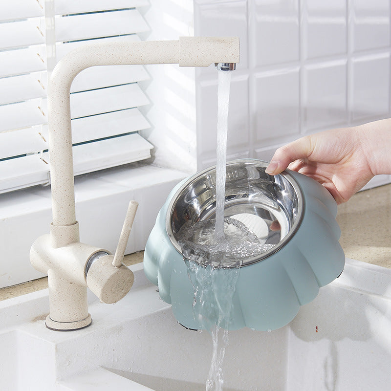 JMT-392330 Stylish Pet Bowl with Stainless Steel Inner and Eco-Friendly Plastic Outer - 21.5cm in Pink, Green, or Blue