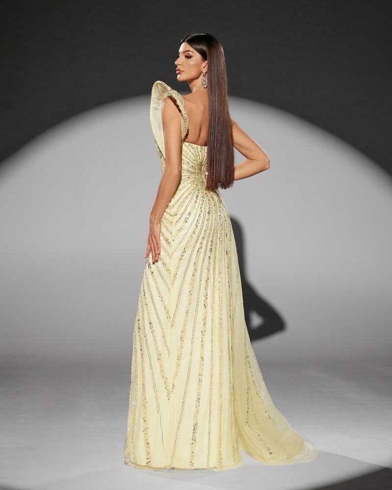 JMT-392394 Elegant Yellow Evening Gown for Women - Style SH0115