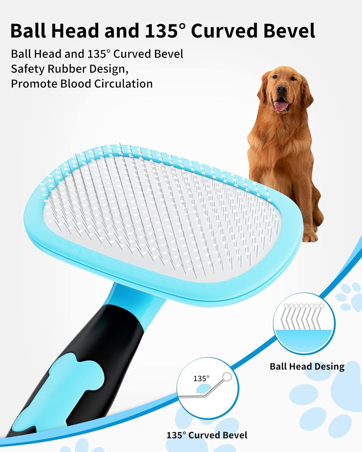 JMT-392394 Pet Grooming Brush for Dogs and Cats - Rotatable Slicker Brush with Stainless Steel Bristles and Rubber Handle for Efficient Shedding Control and Matt Removal