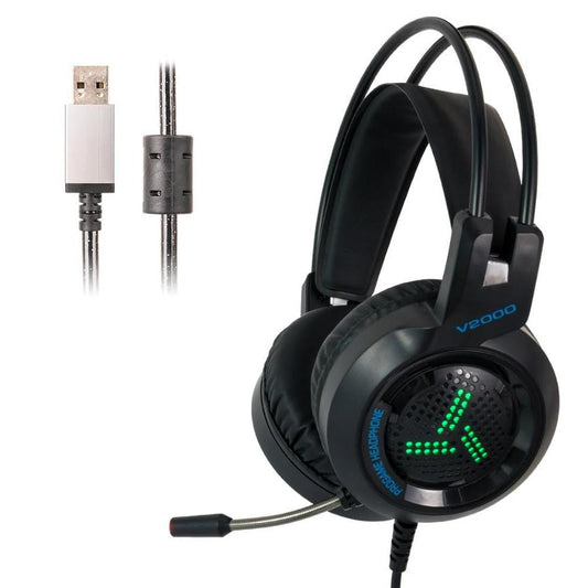 JMT-392970 Wired Gaming Headset with 3.5mm and USB Connectivity, 50mm Speakers, and Inline Microphone