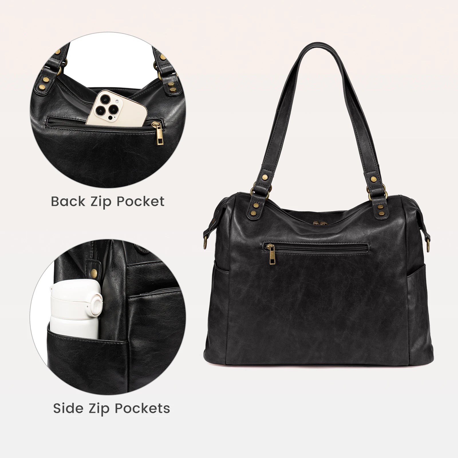 JMT-393034 Spacious PU Leather Tote Bag for Women - Versatile Hobo Shoulder and Crossbody Design, Ideal for Laptops