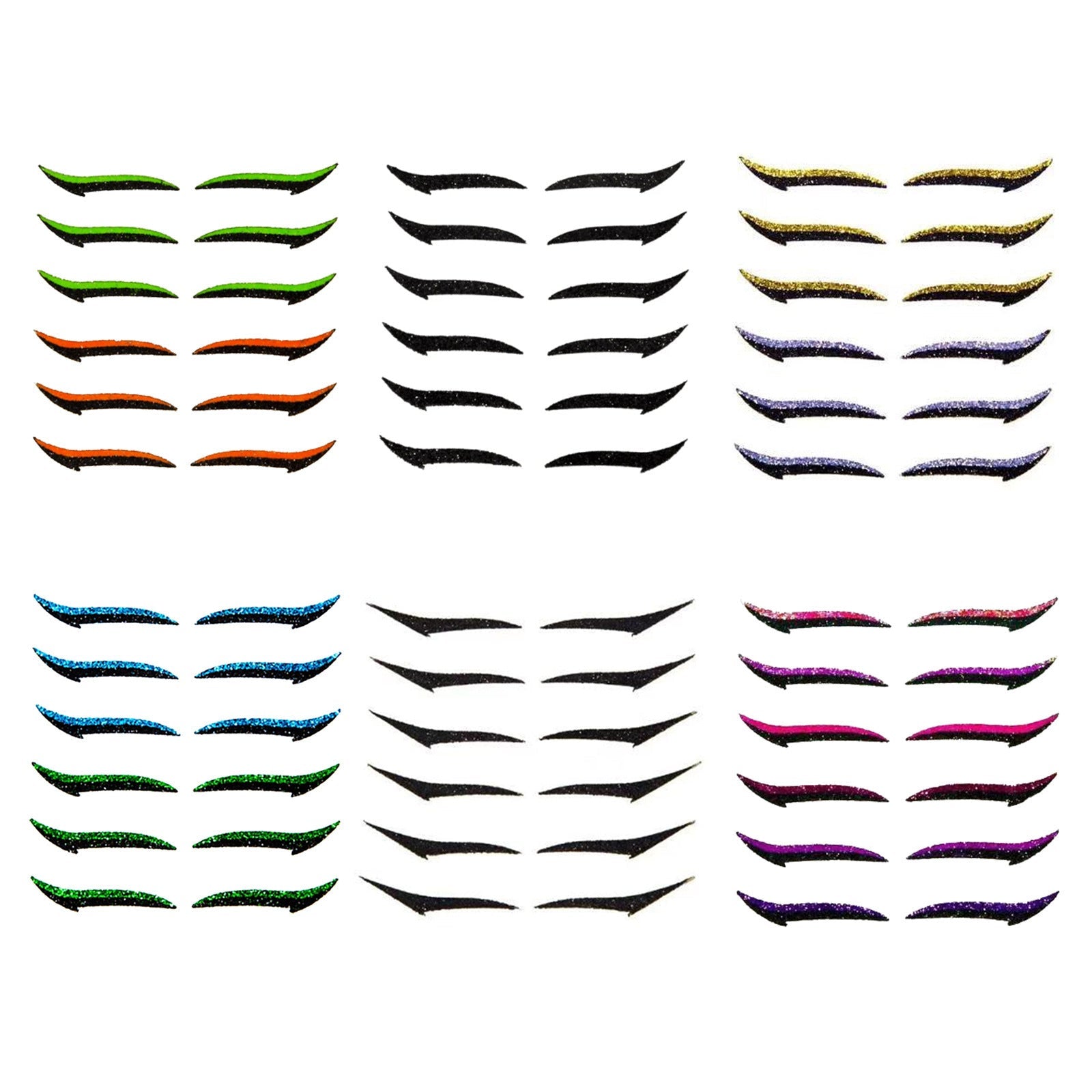 JMT-393738 Natural Eyeliner Stickers - 6 Pairs (12 Stickers) for Effortless Eye Makeup