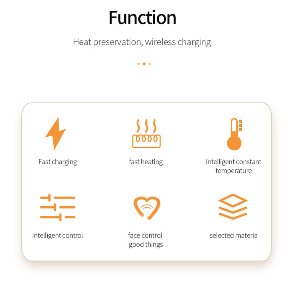 JMT-393994 Wireless Charging Pad with Constant Temperature Heating, 24W USB Power Supply, Black ABS Design