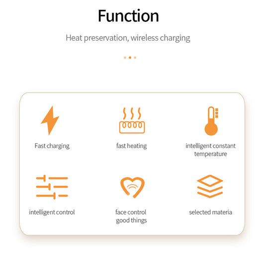 JMT-393994 Wireless Charging Pad with Constant Temperature Heating, 24W USB Power Supply, Black ABS Design